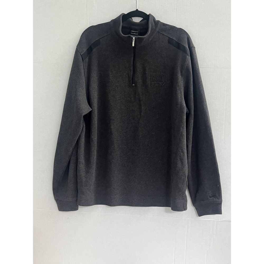 Nike Golf Sweater Mens Large Gray 1/4 Zip Logo Cotton Blend Golfer Drifit